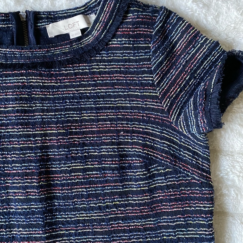 LOFT Striped Navy Dress with pockets